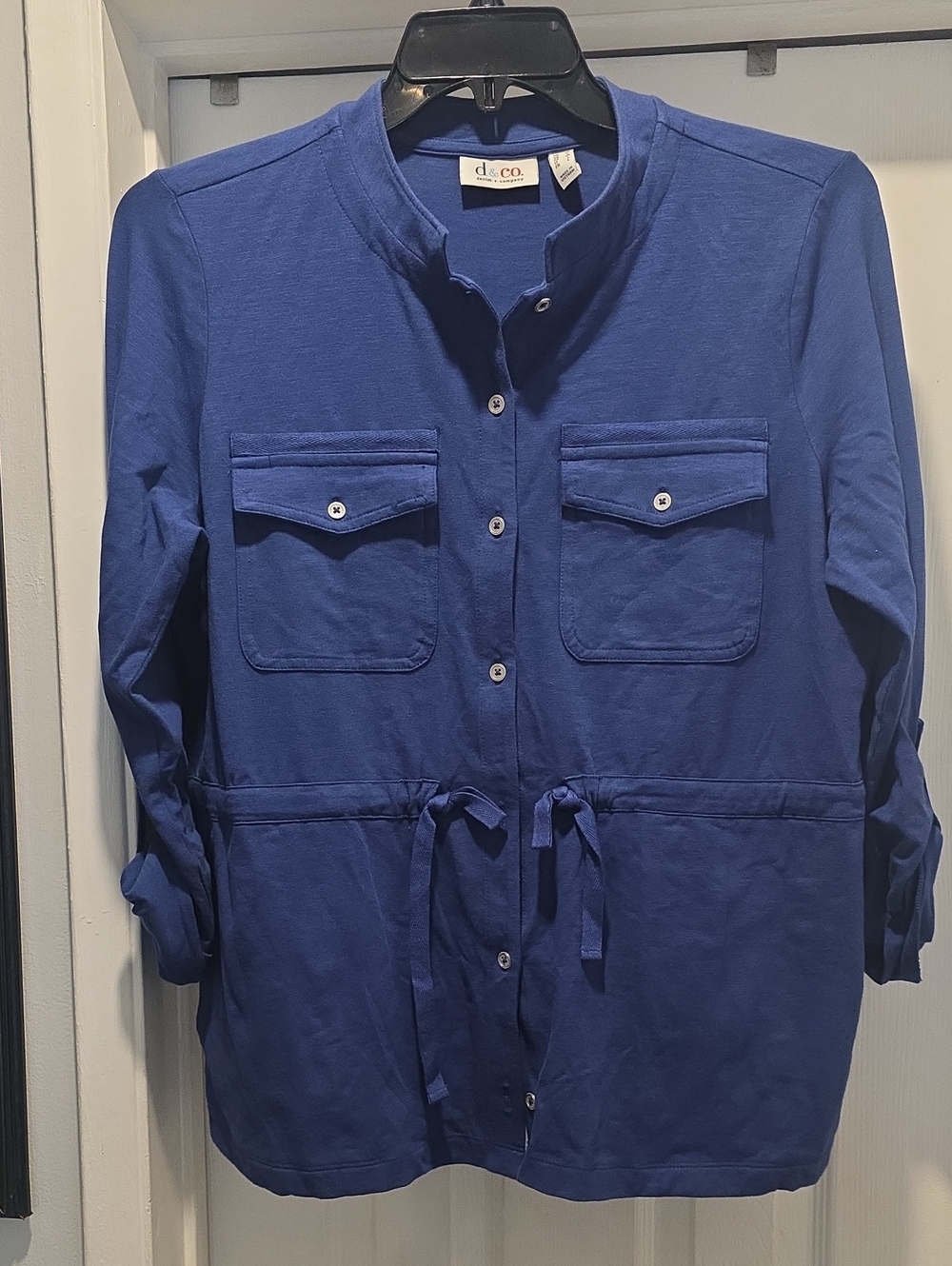Blue Utility Button-Up Shirt Jacket
